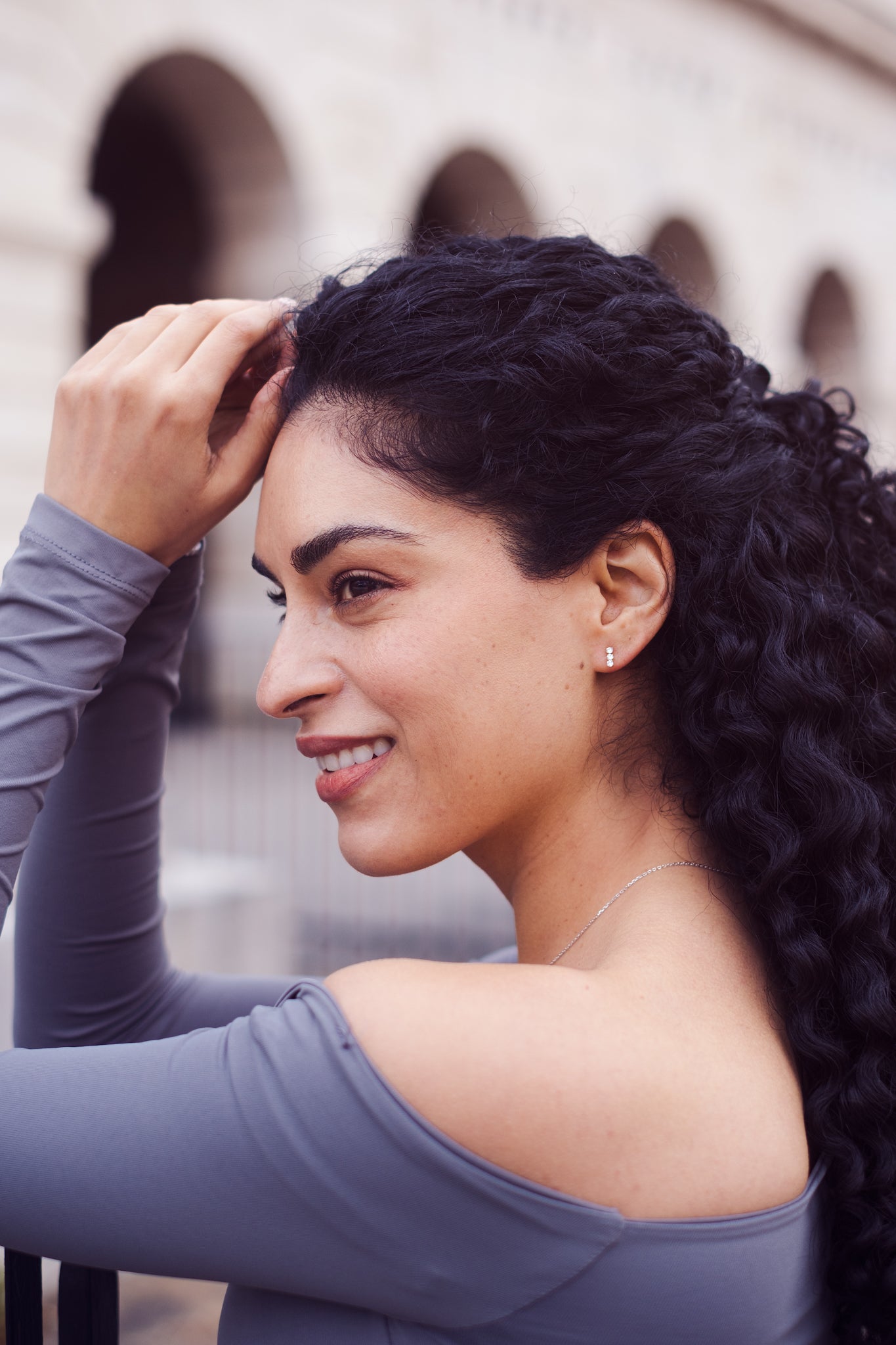 Gold Triple Drop CZ Earrings