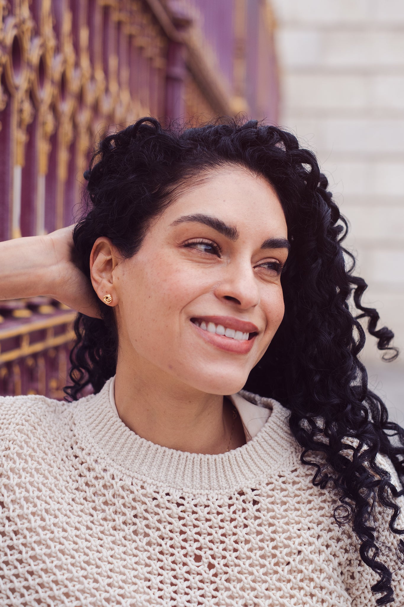 Gold Double Knot Earrings