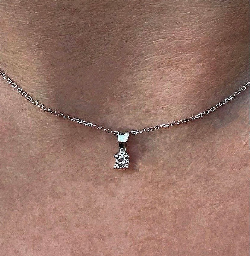 White Gold Diamond Solitaire Necklace