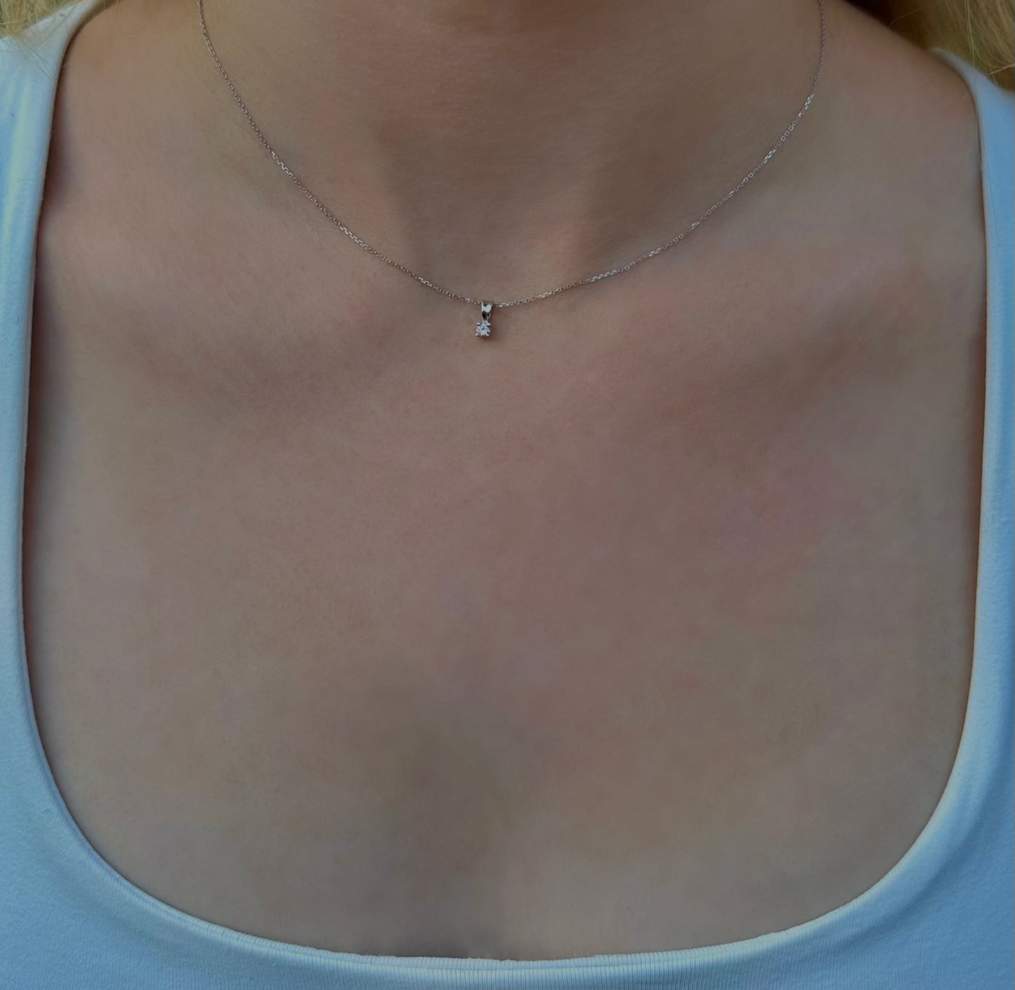 White Gold Diamond Solitaire Necklace