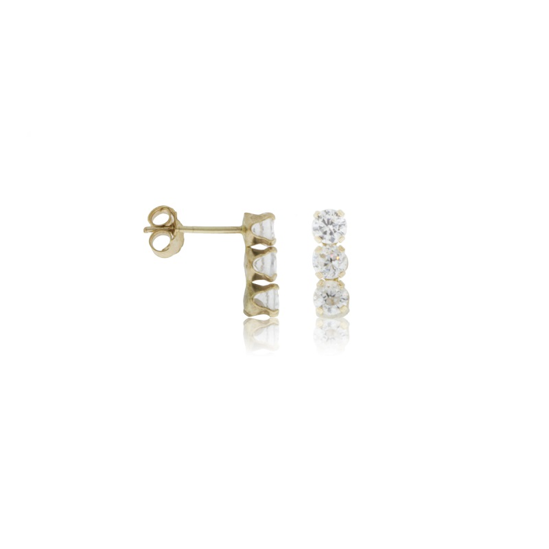 Gold Triple Drop CZ Earrings