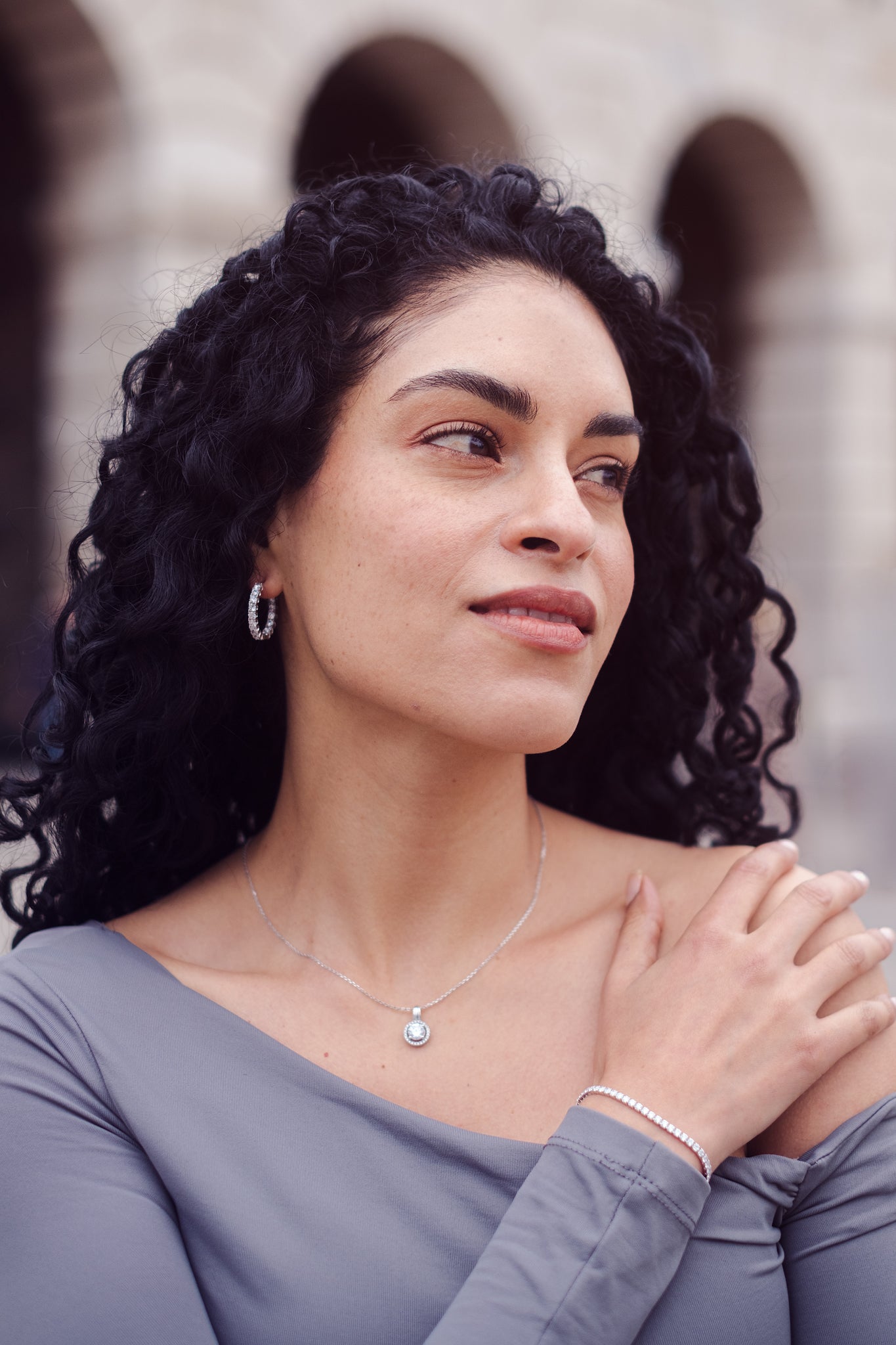 Silver CZ Hoop Earrings