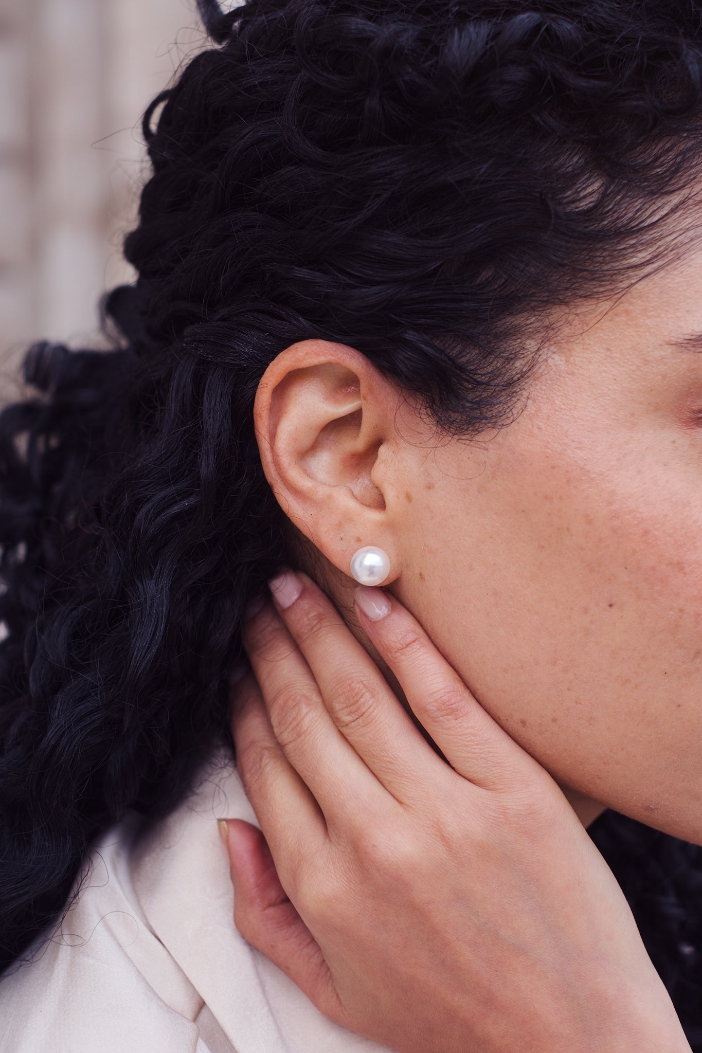 Silver Large Pearl Earrings
